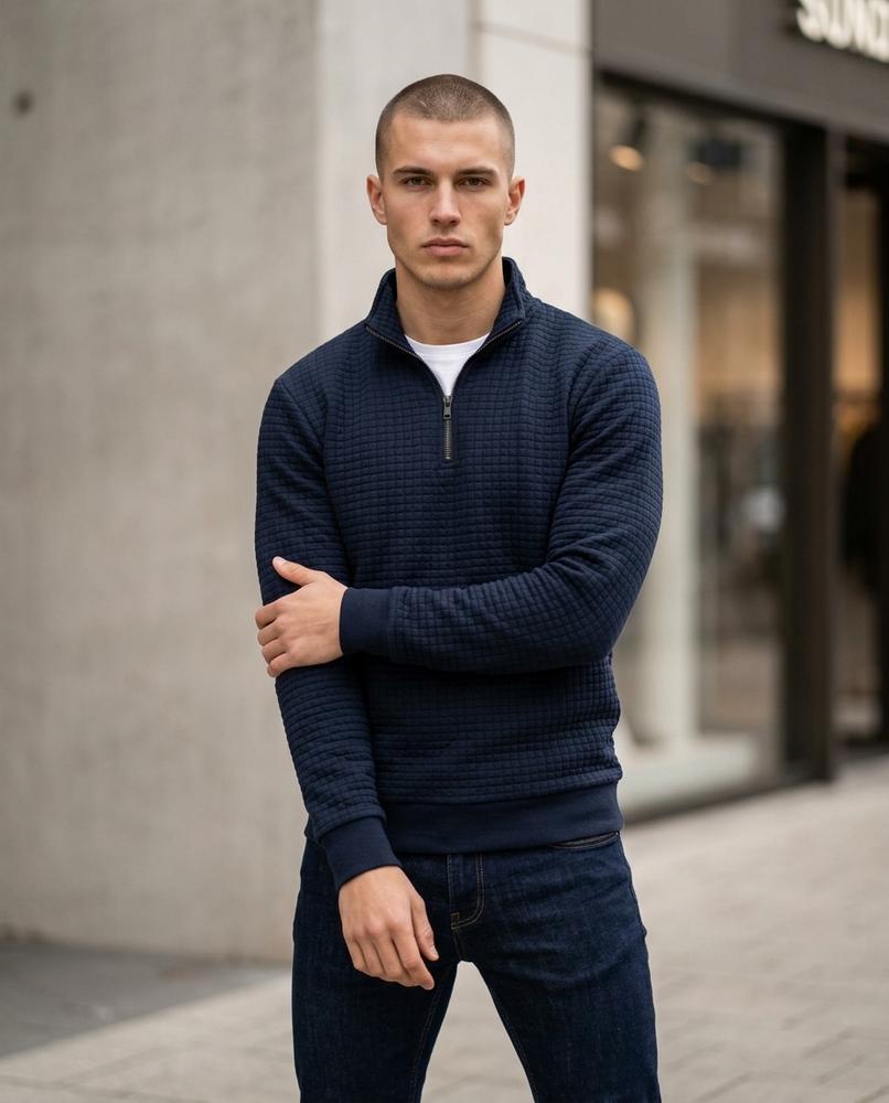 Statement Street - Catet | Strukturierter Gezipster Pullover Herren