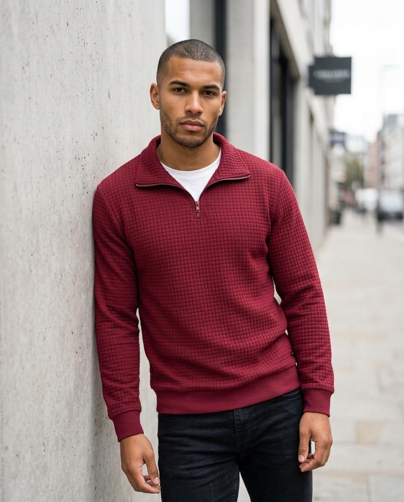 Statement Street - Catet | Strukturierter Gezipster Pullover Herren