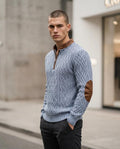 Statement Street - Detor | Zopfgestrickt Lederbesetzt Pullover Herren