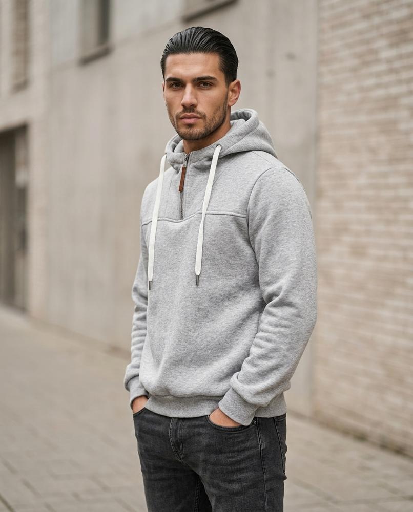 Statement Street - Kufis | Gezipter Kontrastfarbener Hoodie Herren