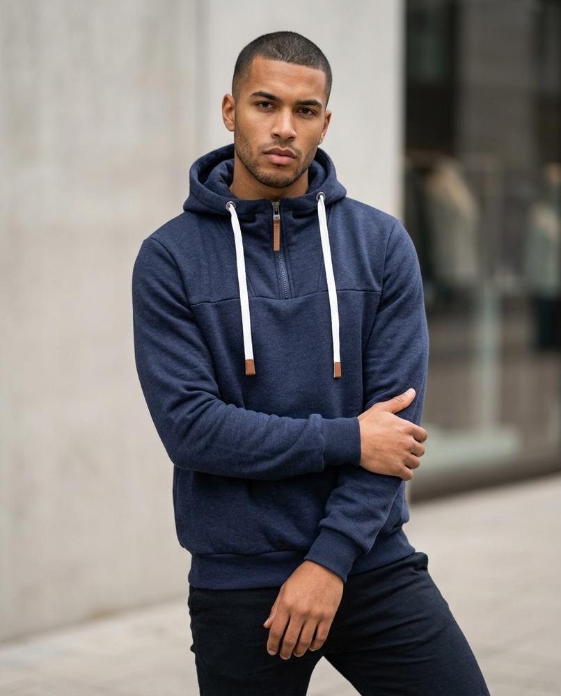 Statement Street - Kufis | Gezipter Kontrastfarbener Hoodie Herren