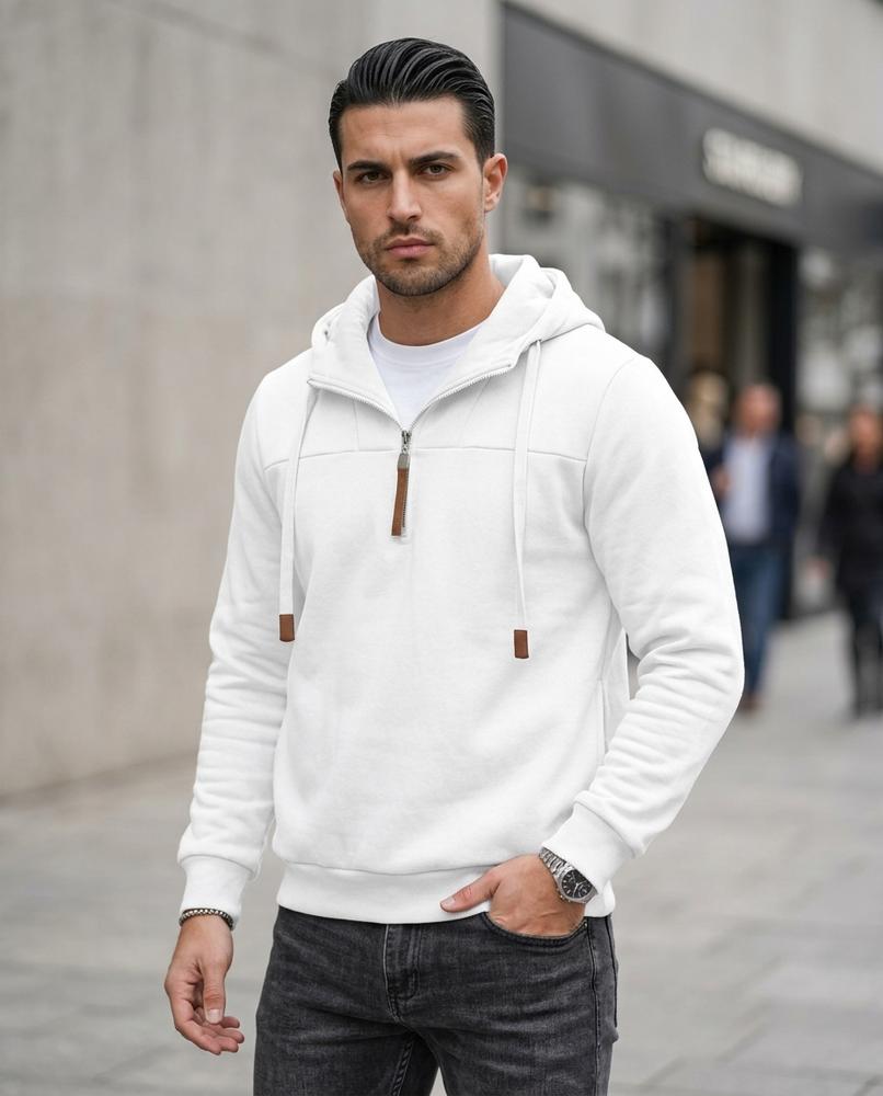 Statement Street - Kufis | Gezipter Kontrastfarbener Hoodie Herren