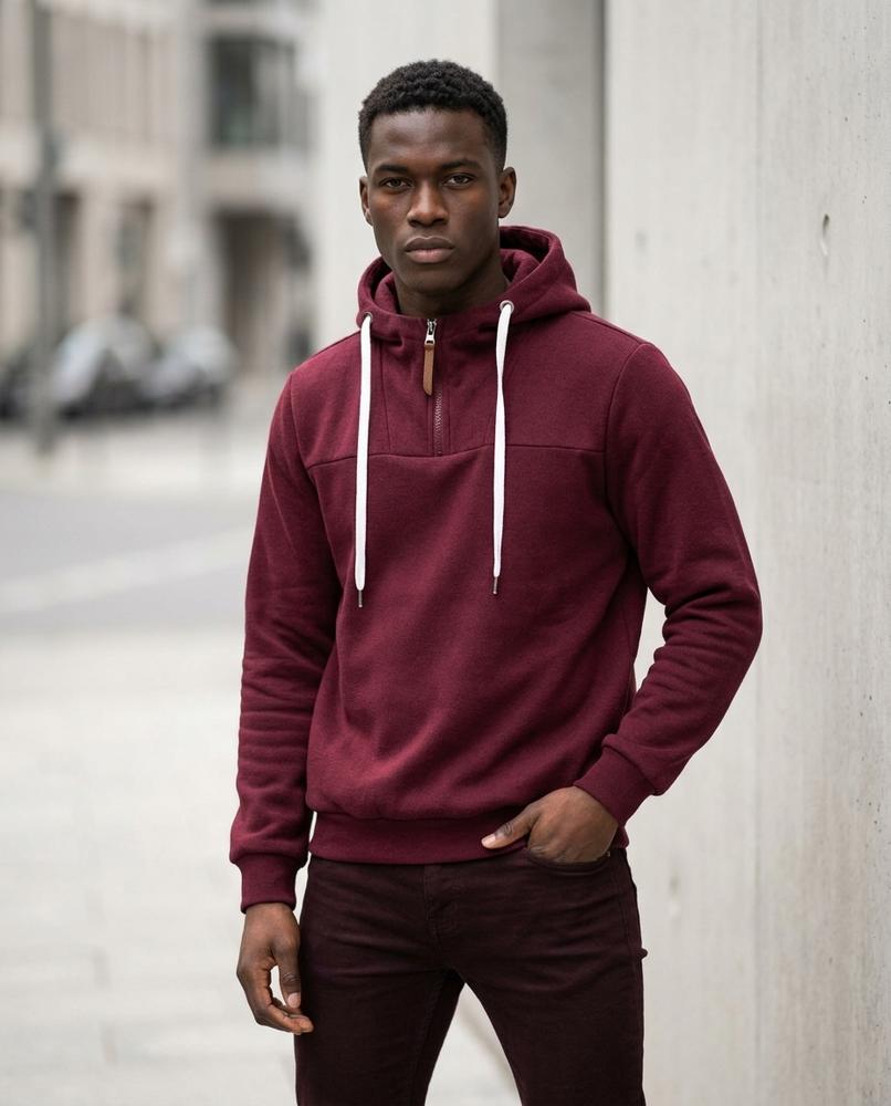 Statement Street - Kufis | Gezipter Kontrastfarbener Hoodie Herren