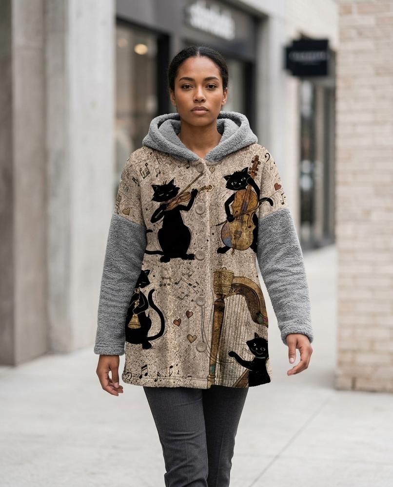 Statement Street - Riran | Gefütterter Gemusterter Mantel Damen