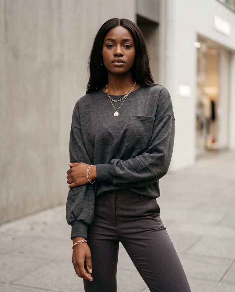 Statement Street - Riral | Voluminöses Meliertes Sweatshirt Damen
