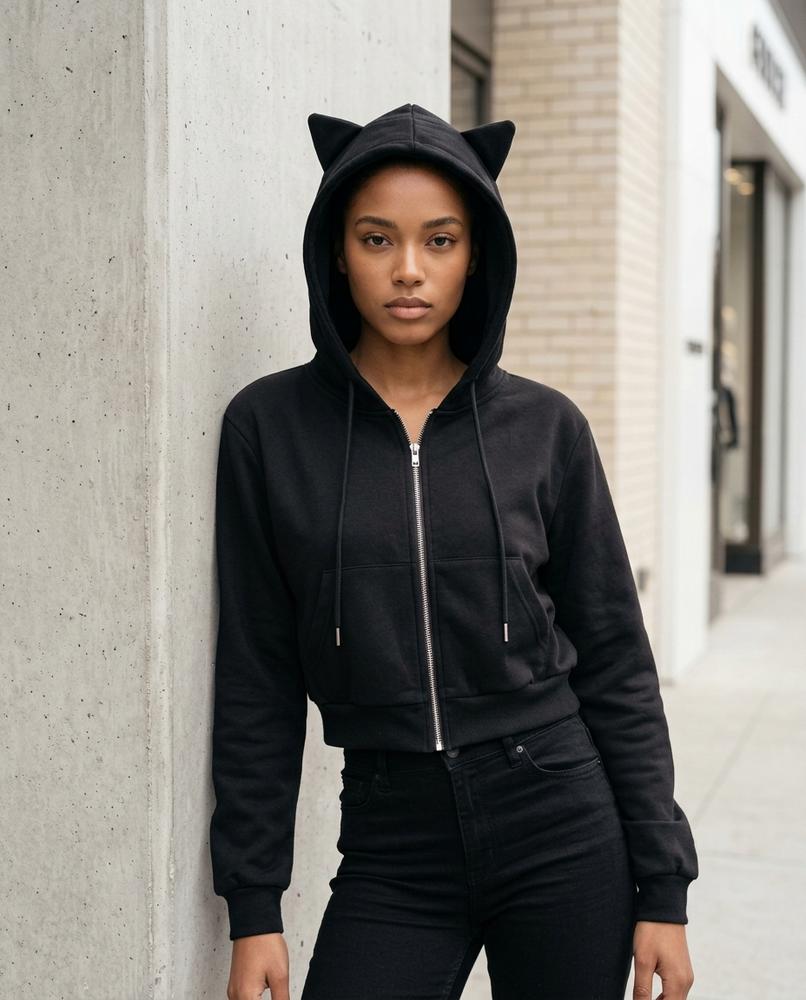 Statement Street - Madar | Kurzgeschnittener Reißverschluss Hoodie Damen