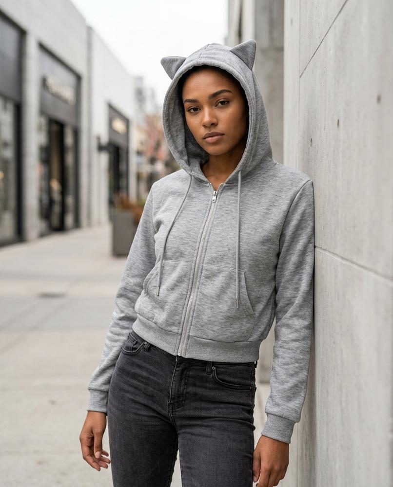 Statement Street - Madar | Kurzgeschnittener Reißverschluss Hoodie Damen