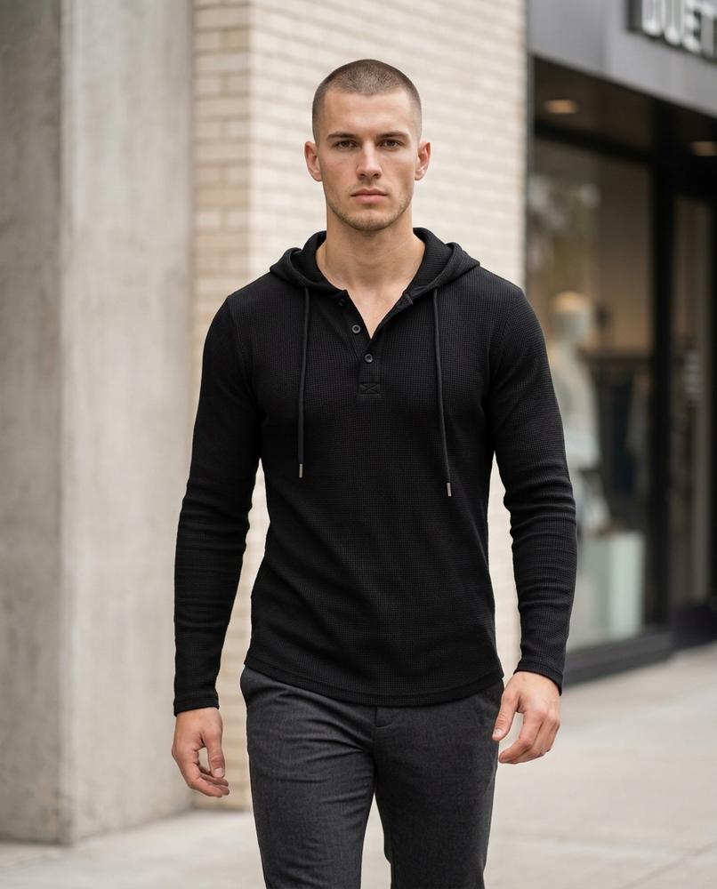 Statement Street - Savel | Strukturiert Langärmlig Hoodie Herren