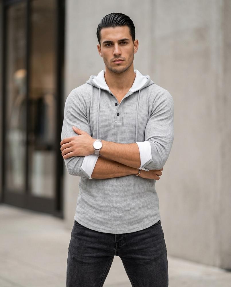 Statement Street - Savel | Strukturiert Langärmlig Hoodie Herren