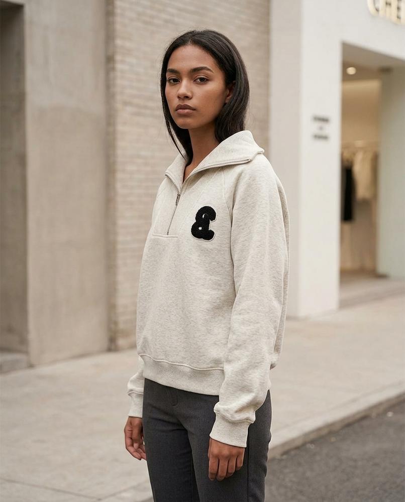 Statement Street - Davar | Hochschließendes Meliertes Sweatshirt Damen