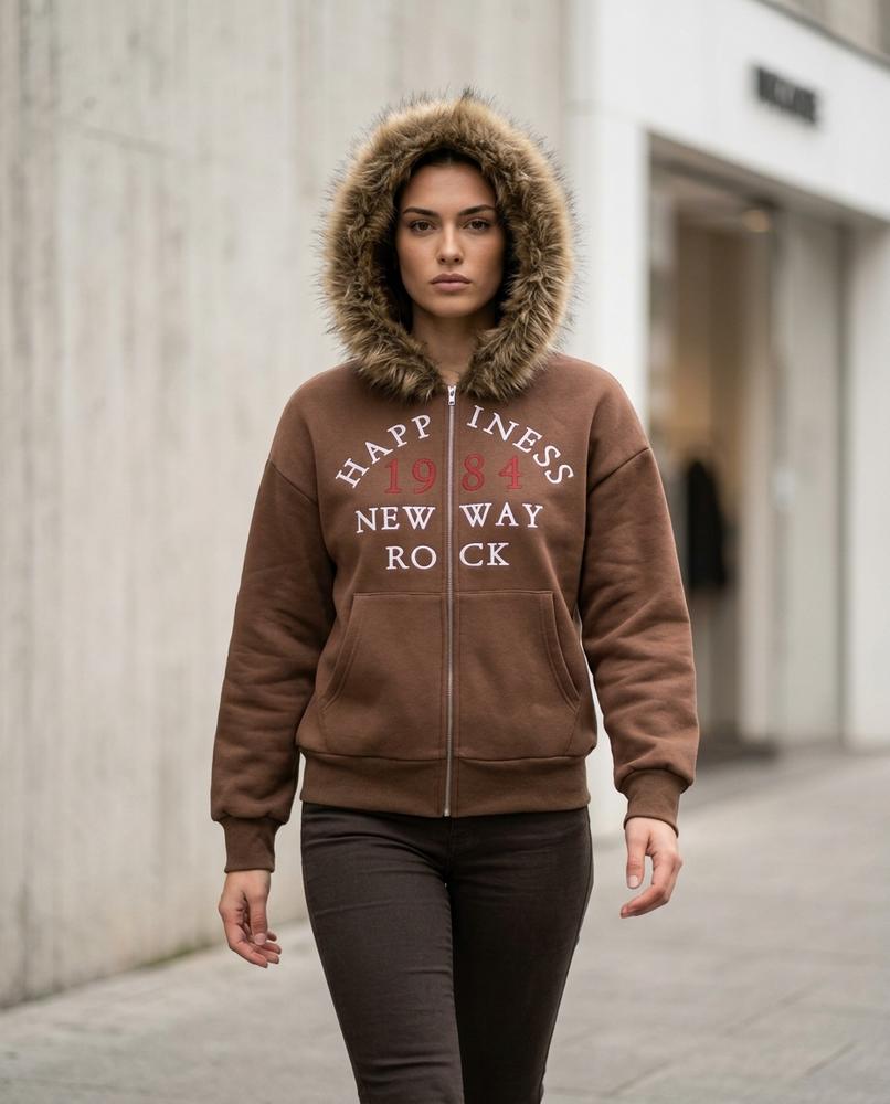 Statement Street - Laram | Fellbesetzter Bedruckter Hoodie Damen