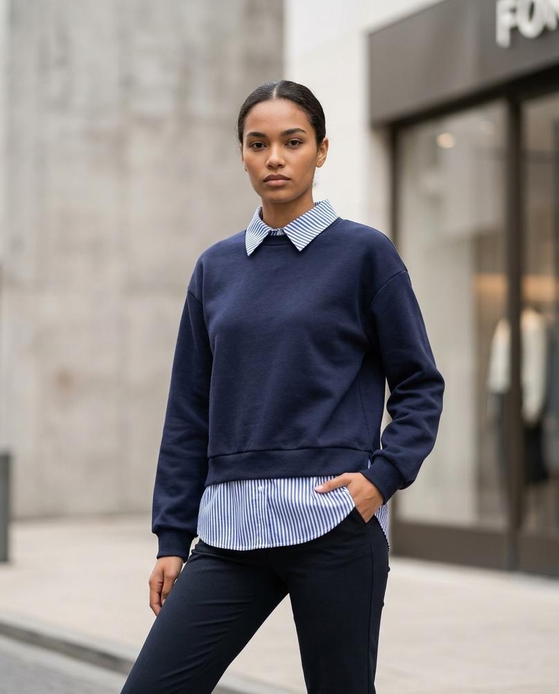 Statement Street - Samor | Zweilagiges Langärmliges Sweatshirt Damen
