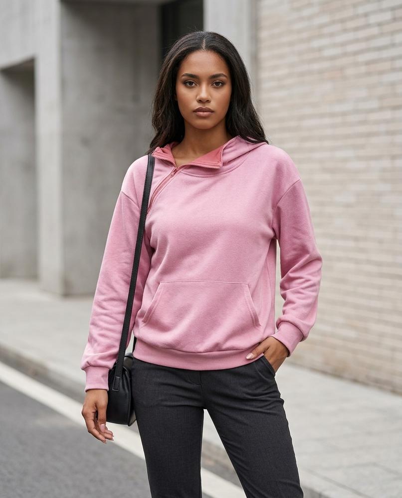 Statement Street - Lavan | Asymmetrischer Velours Hoodie Damen