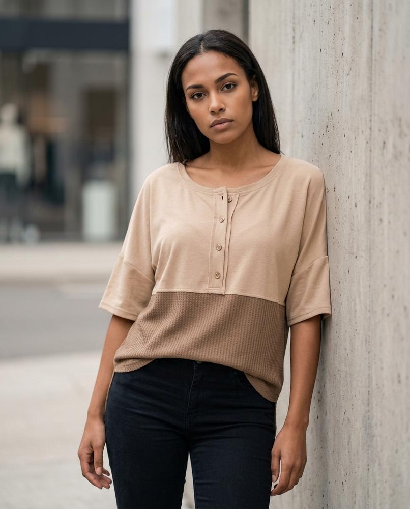 Statement Street - Lymel | Zweifarbig Geknöpft Shirt Damen