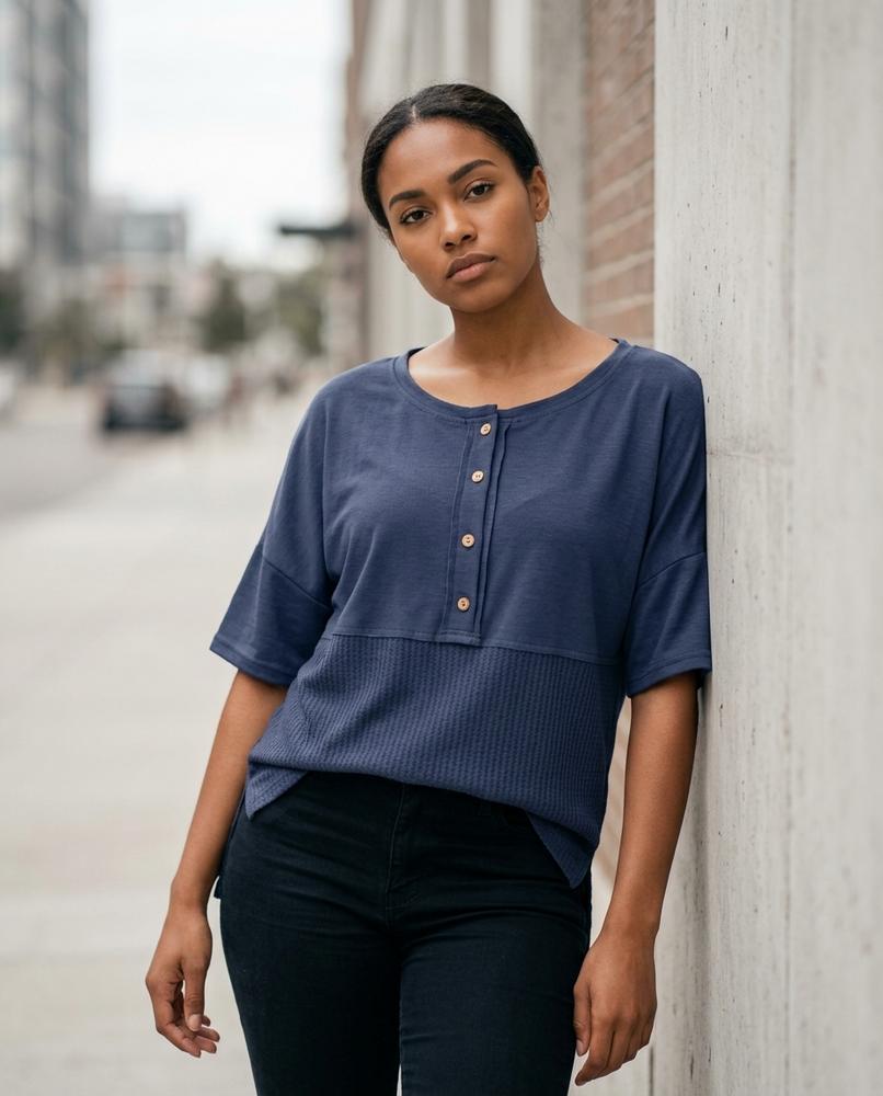 Statement Street - Lymel | Zweifarbig Geknöpft Shirt Damen