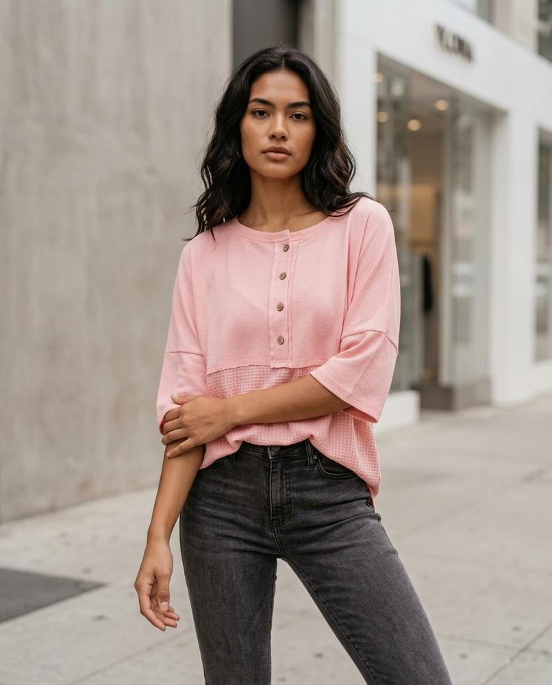 Statement Street - Lymel | Zweifarbig Geknöpft Shirt Damen