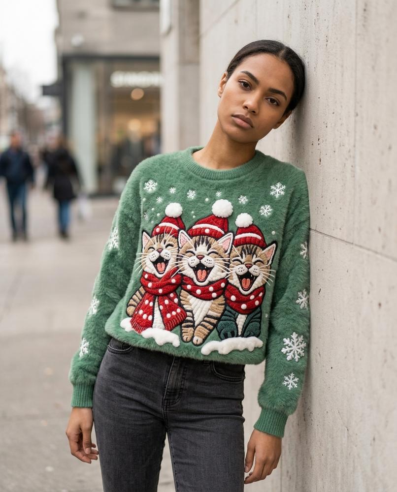 Statement Street - Noven | Plüschig Bestickt Pullover Damen