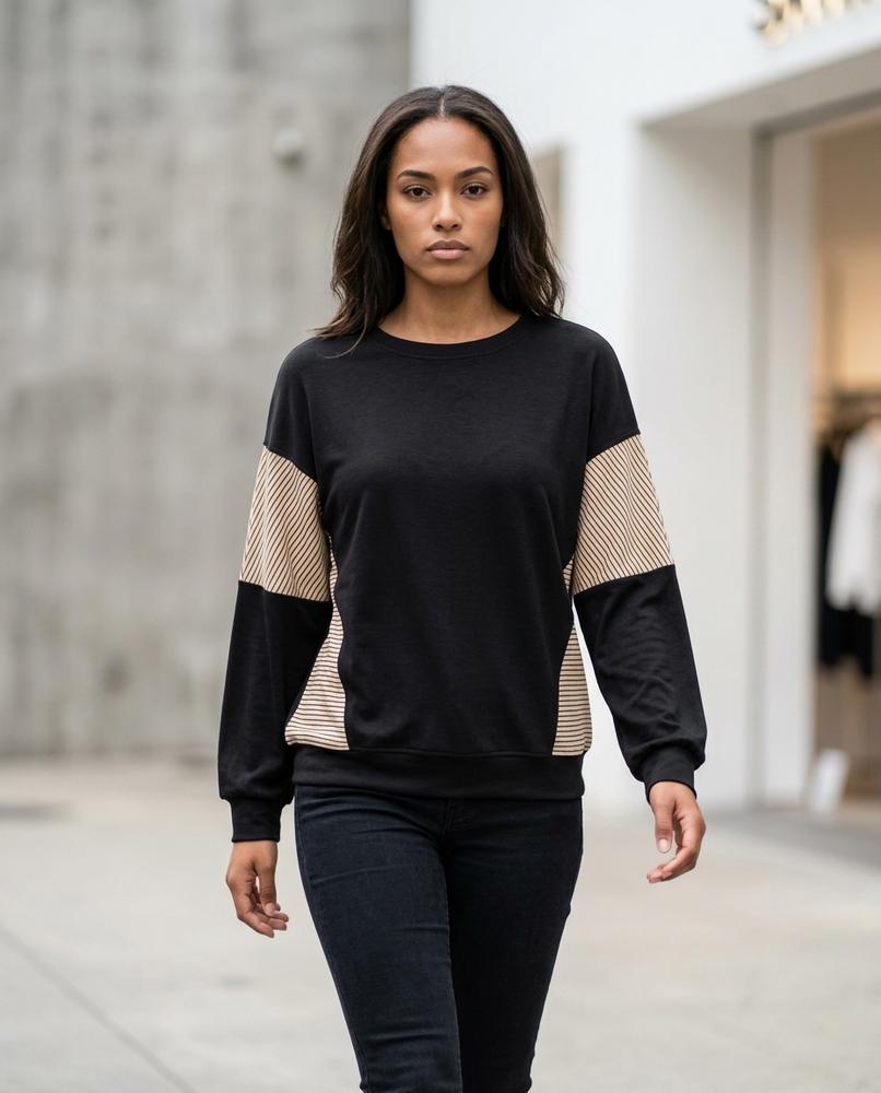 Statement Street - Talor | Gestreift Locker Sweatshirt Damen
