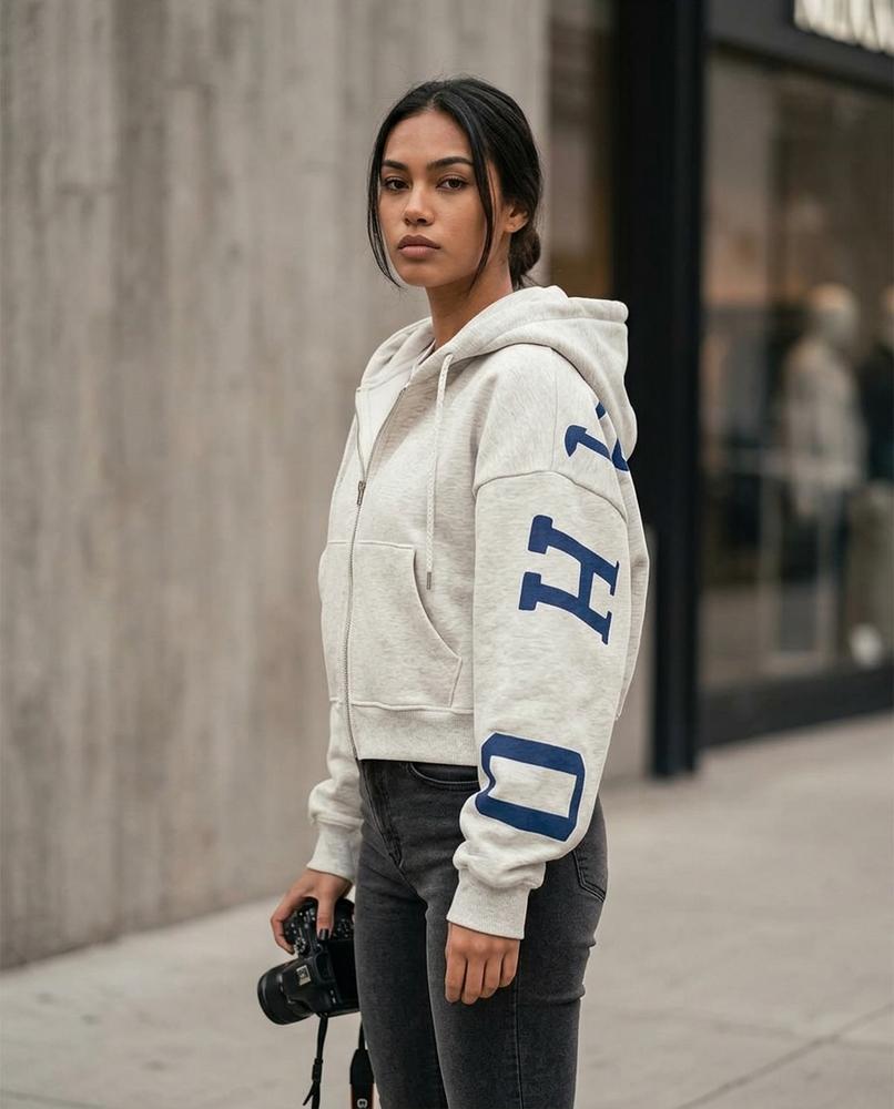 Statement Street - Eltor | Kurzgeschnittener Bedruckter Hoodie Damen
