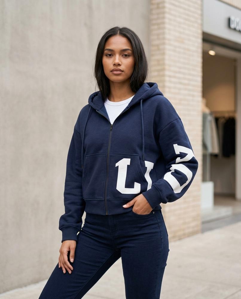 Statement Street - Eltor | Kurzgeschnittener Bedruckter Hoodie Damen