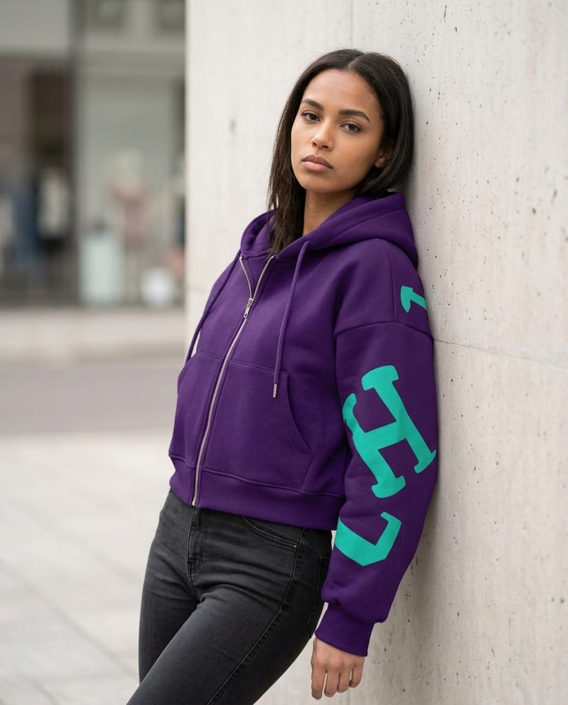 Statement Street - Eltor | Kurzgeschnittener Bedruckter Hoodie Damen