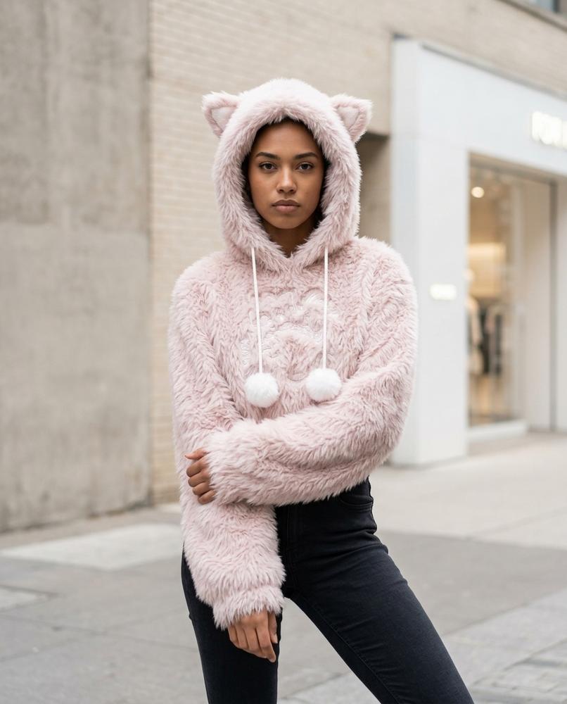 Statement Street - Salom | Pelzig Kurzgeschnitten Hoodie Damen