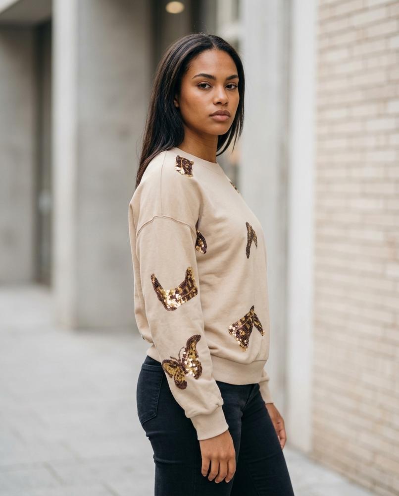 Statement Street - Viren | Paillettenbesetztes Langarm Sweatshirt Damen