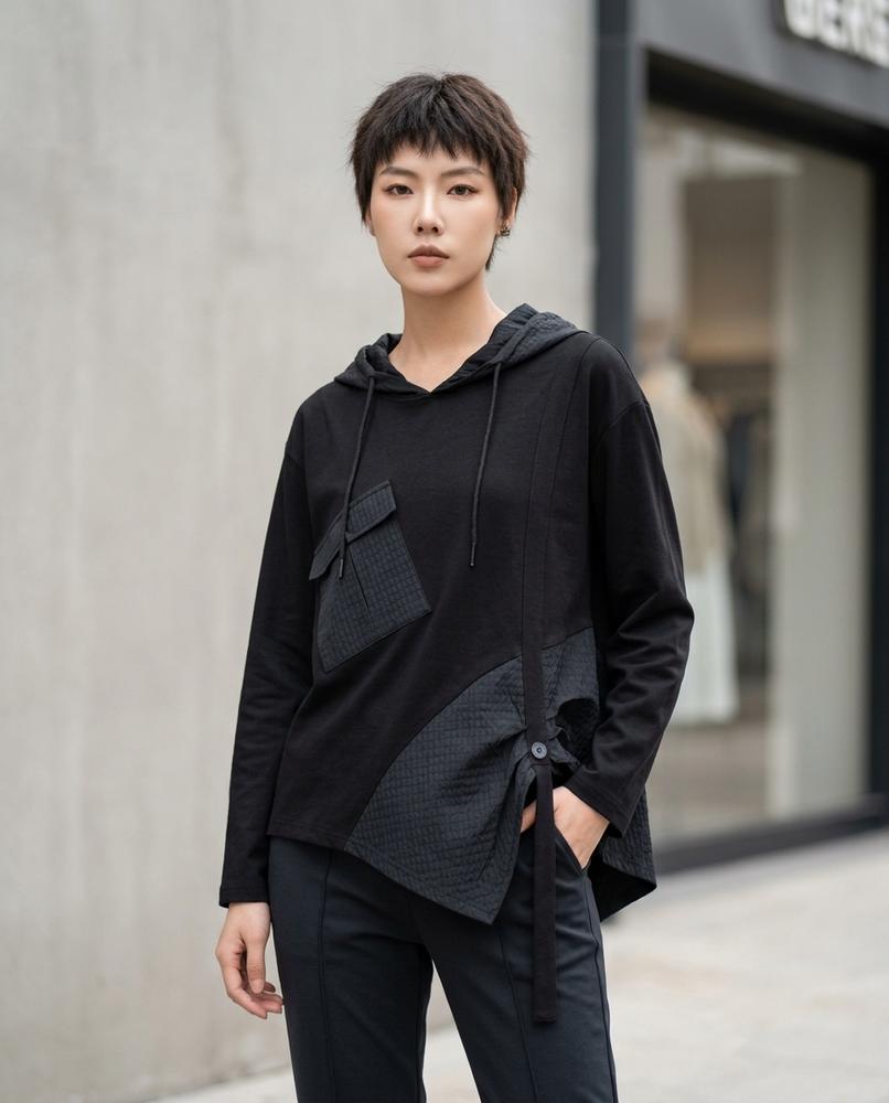 Statement Street - Malom | Asymmetrischer Strukturierter Hoodie Damen