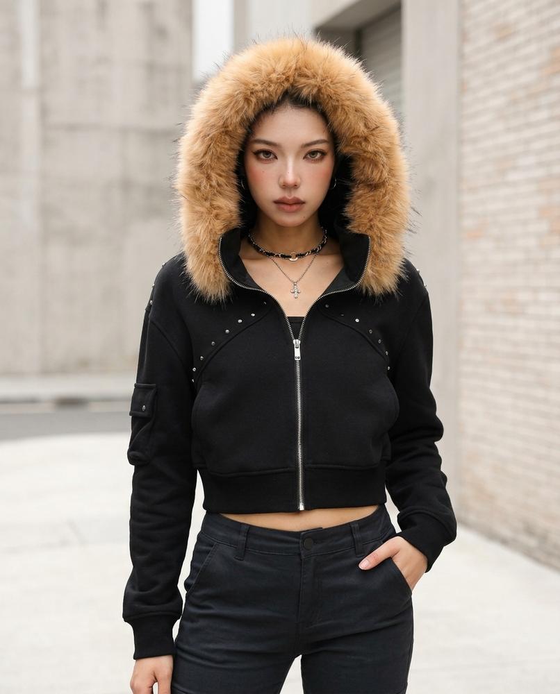 Statement Street - Nimon | Fellbesetzte Kurze Jacke Damen