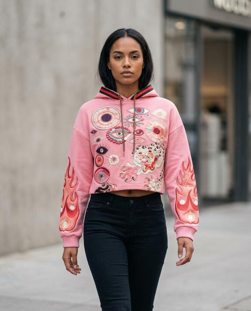 Statement Street - Coram | Bestickt Kurzgeschnitten Hoodie Damen
