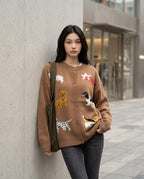Statement Street - Tatal | Gemustert Geknöpft Cardigan Damen