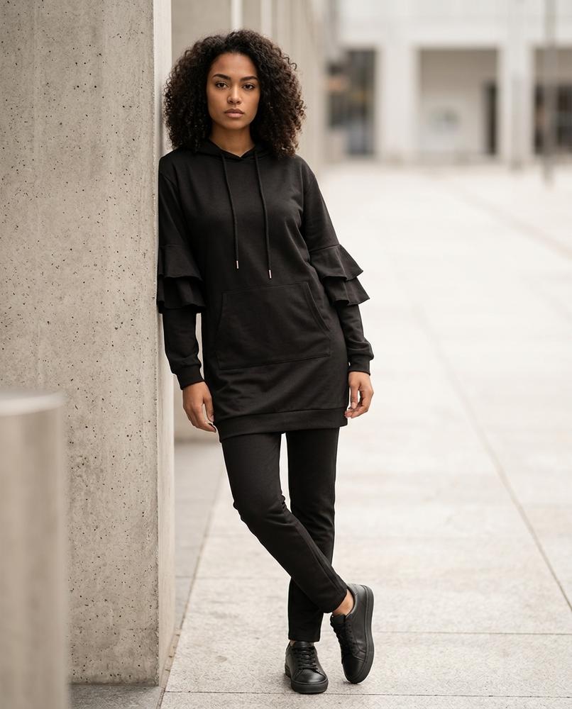 Statement Street - Lyram | Gerüscht Langärmlig Hoodie Damen