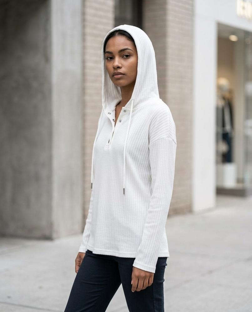 Statement Street - Kemin | Gerippt Geknöpft Hoodie Damen
