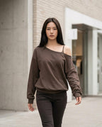Statement Street - Elrev | Schulterfreies Langärmliges Sweatshirt Damen
