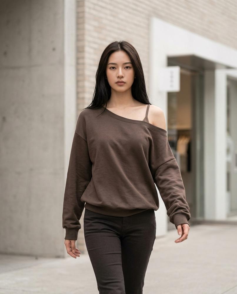 Statement Street - Elrev | Schulterfreies Langärmliges Sweatshirt Damen