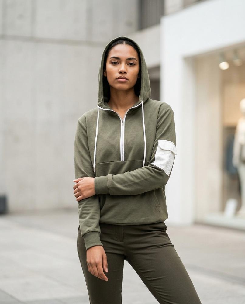 Statement Street - Setal | Zweifarbiger Hochschließender Hoodie Damen