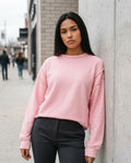 Statement Street - Vilen | Gerippt Offenkantig Sweatshirt Damen