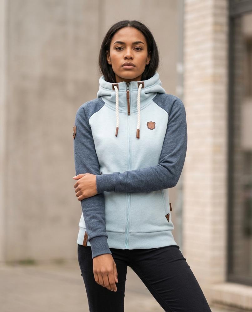 Statement Street - Rovar | Hochschließender Zweifarbiger Hoodie Damen