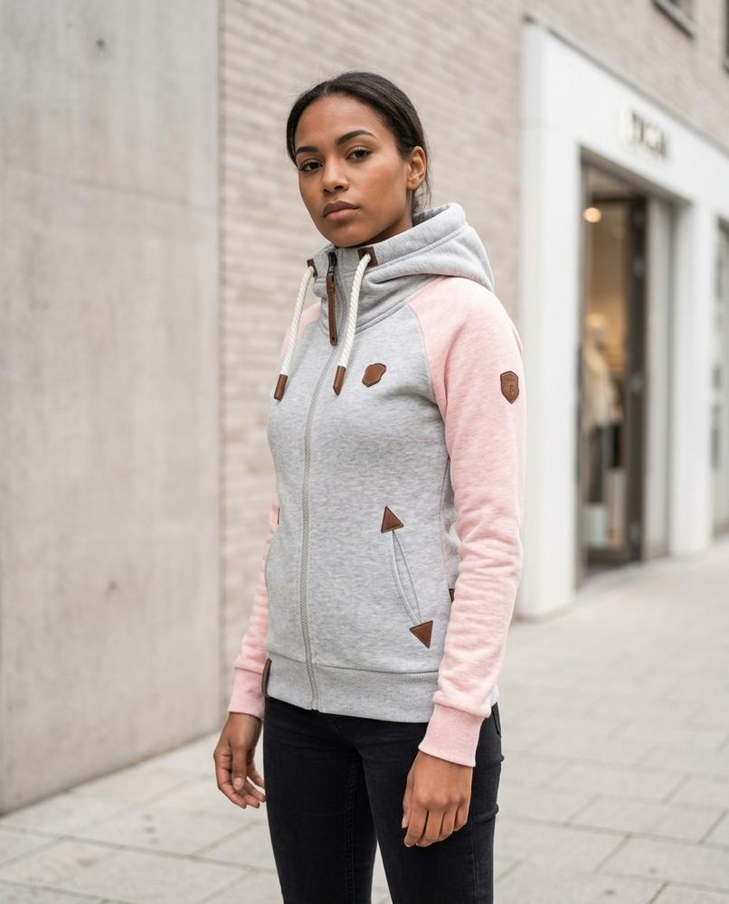 Statement Street - Rovar | Hochschließender Zweifarbiger Hoodie Damen