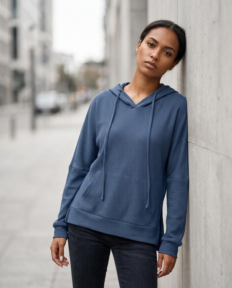 Statement Street - Dasil | Waffelstrukturiert Seitlich Geschlitzt Hoodie Damen