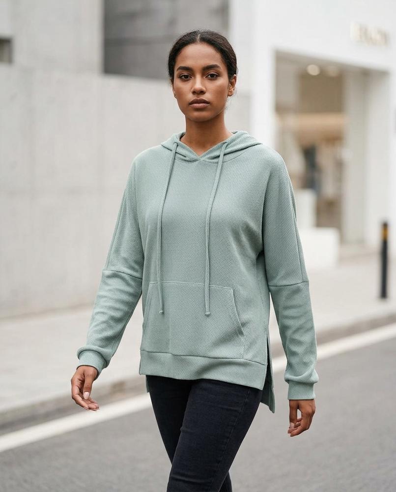 Statement Street - Dasil | Waffelstrukturiert Seitlich Geschlitzt Hoodie Damen