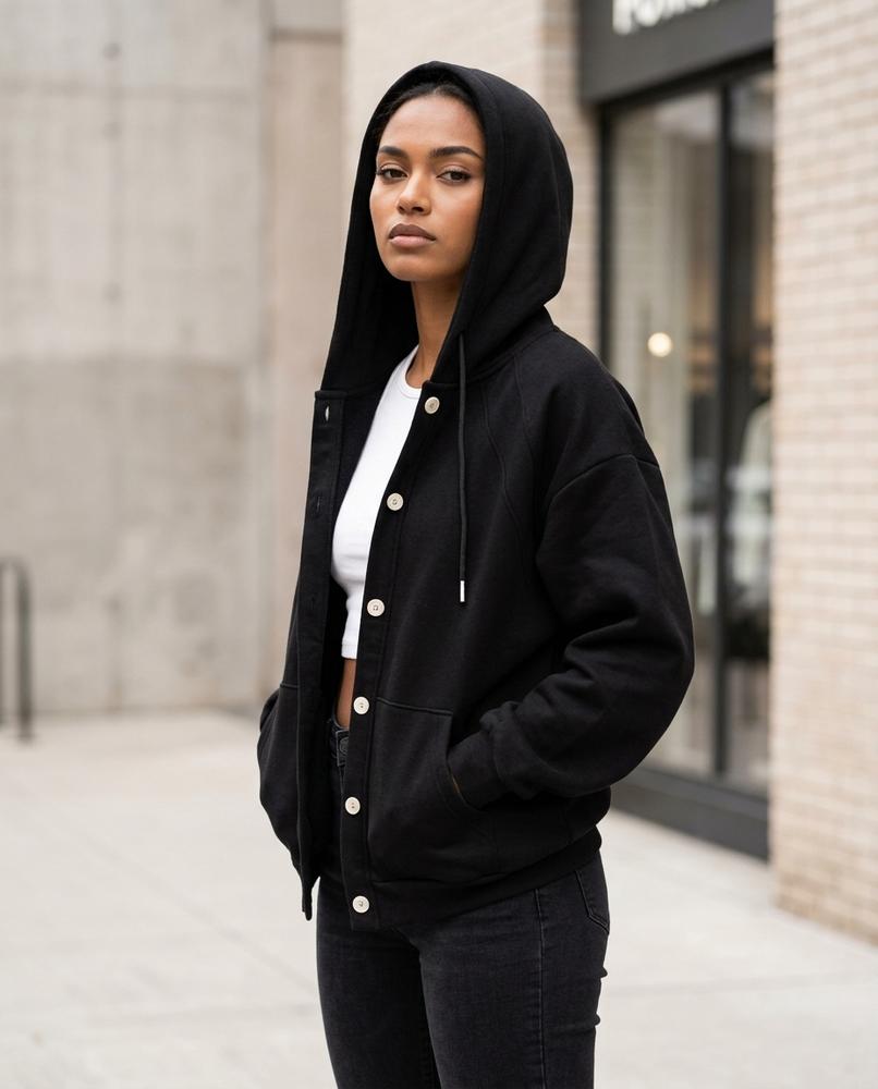 Statement Street - Altor | Geknöpft Langärmelig Hoodie Damen