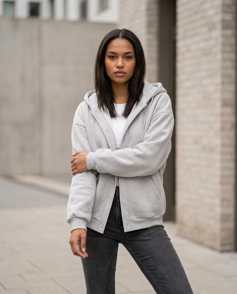 Statement Street - Altor | Geknöpft Langärmelig Hoodie Damen