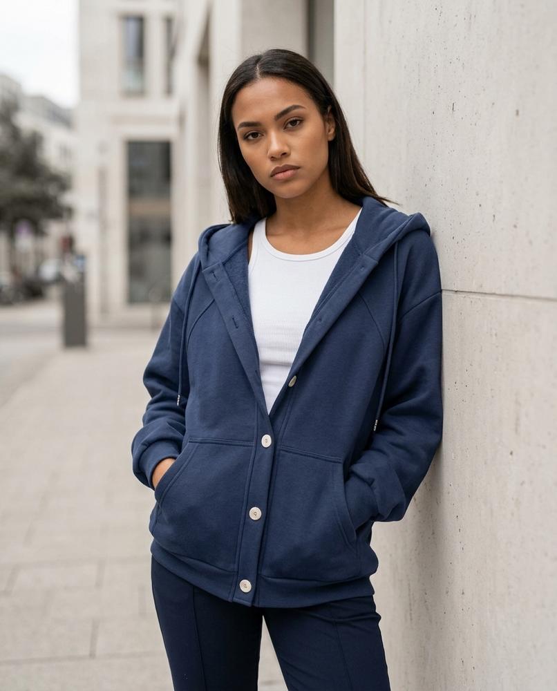 Statement Street - Altor | Geknöpft Langärmelig Hoodie Damen