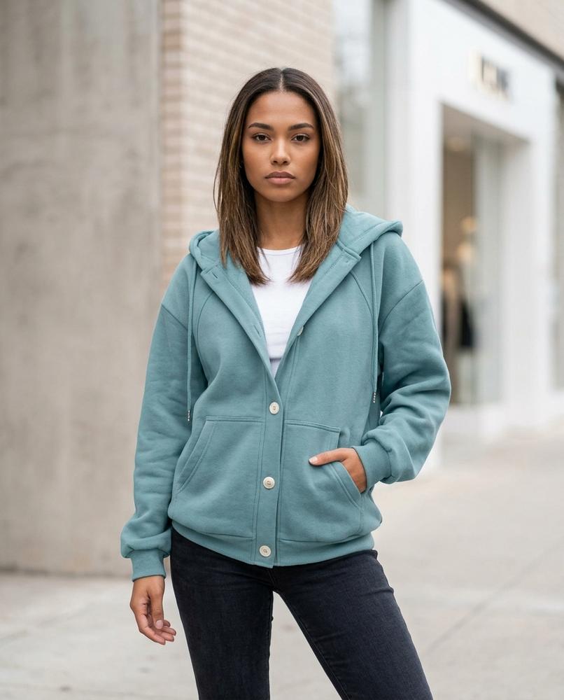 Statement Street - Altor | Geknöpft Langärmelig Hoodie Damen