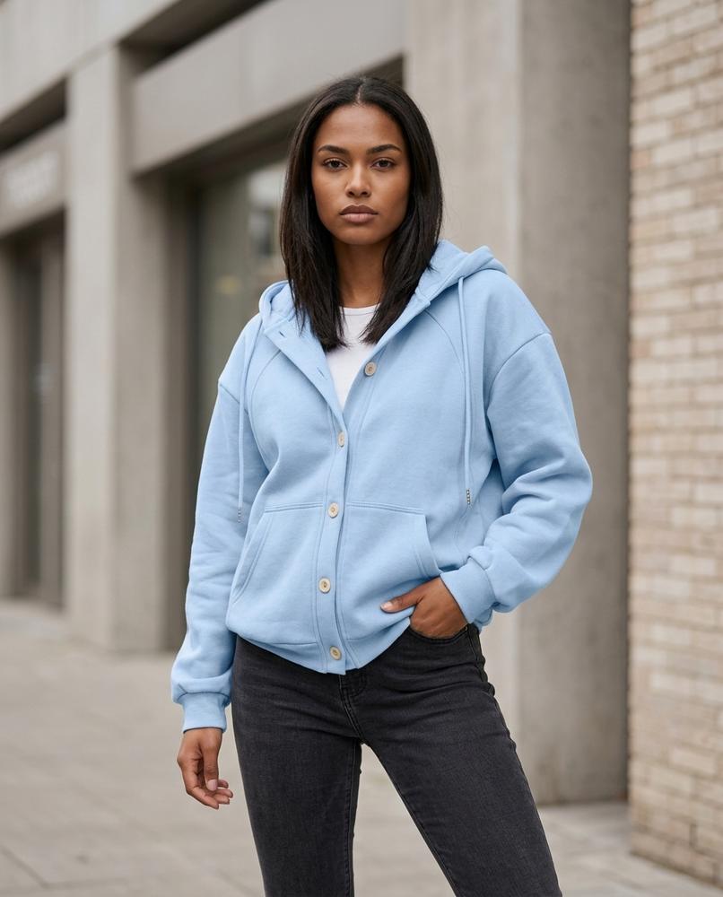 Statement Street - Altor | Geknöpft Langärmelig Hoodie Damen