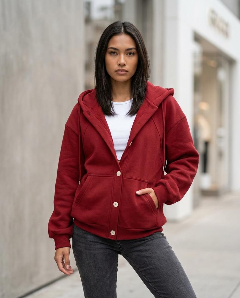 Statement Street - Altor | Geknöpft Langärmelig Hoodie Damen