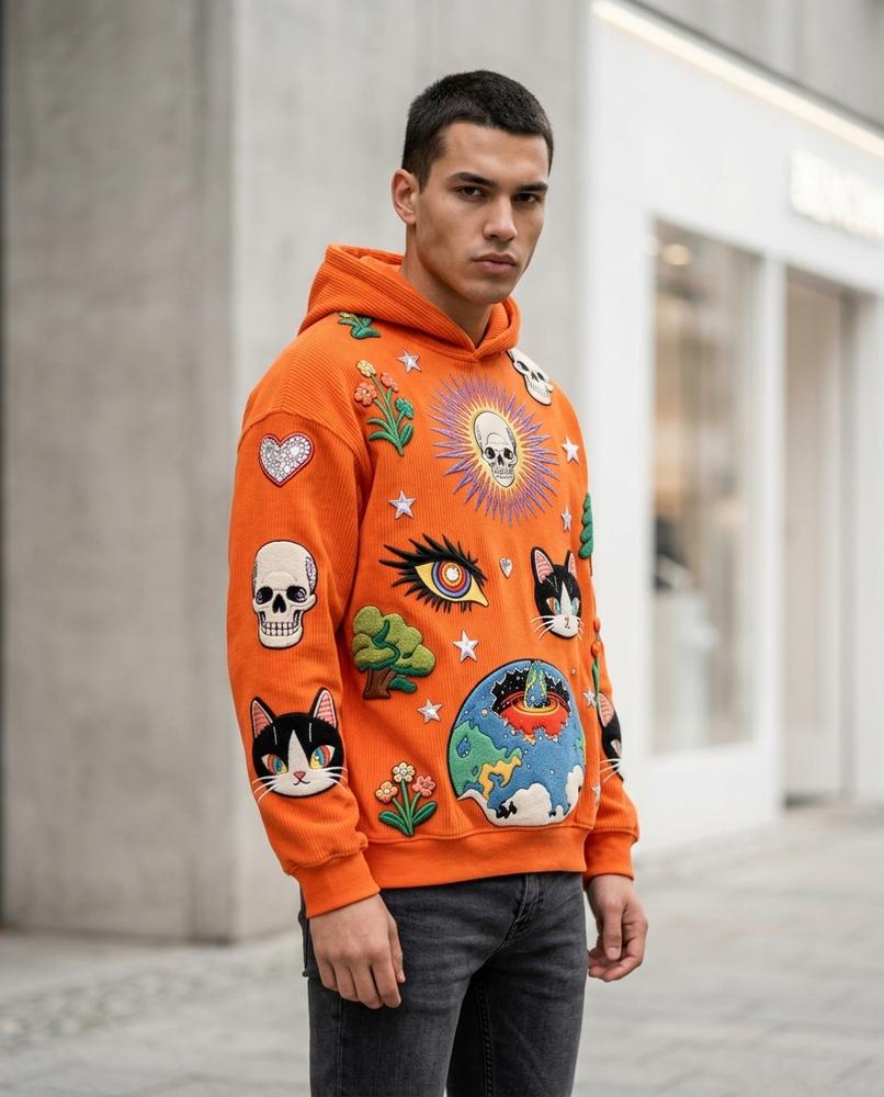 Statement Street - Mizan | Appliziert Weit Geschnitten Hoodie Unisex