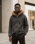 Statement Street - Levar | Gewaschen Pelzbesetzt Hoodie Unisex