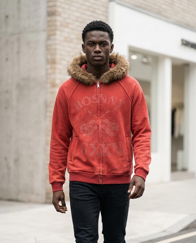 Statement Street - Levar | Gewaschen Pelzbesetzt Hoodie Unisex